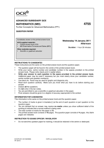 4755 MATHEMATICS (MEI) ADVANCED SUBSIDIARY GCE Wednesday 19 January 2011