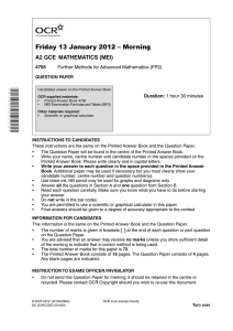 Friday 13 January 2012 – Morning A2 GCE  MATHEMATICS (MEI) 4756 Duration: