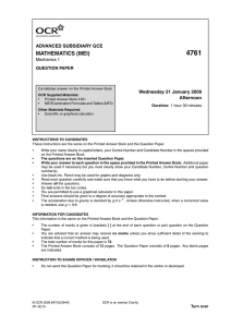 4761 MATHEMATICS (MEI) ADVANCED SUBSIDIARY GCE Wednesday 21 January 2009