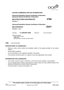 OXFORD CAMBRIDGE AND RSA EXAMINATIONS Advanced Subsidiary General Certificate of Education