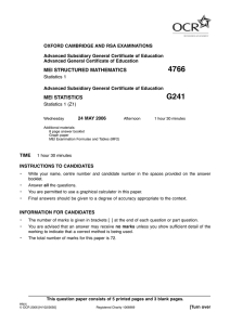 OXFORD CAMBRIDGE AND RSA EXAMINATIONS Advanced Subsidiary General Certificate of Education