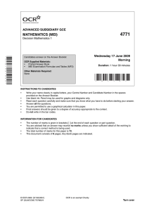 4771 MATHEMATICS (MEI) ADVANCED SUBSIDIARY GCE Wednesday 17 June 2009