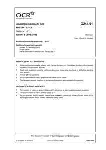 G241/01 MEI STATISTICS FRIDAY 6 JUNE 2008 ADVANCED SUBSIDIARY GCE