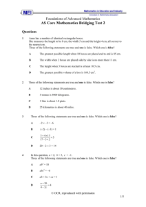 AS Core Mathematics Bridging Test 2  Foundations of Advanced Mathematics Questions
