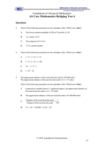 AS Core Mathematics Bridging Test 4  Foundations of Advanced Mathematics Questions