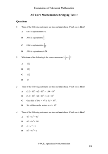 AS Core Mathematics Bridging Test 7  Foundations of Advanced Mathematics Questions
