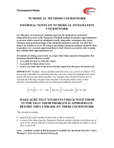 NUMERICAL METHODS COURSEWORK  INFORMAL NOTES ON NUMERICAL INTEGRATION COURSEWORK