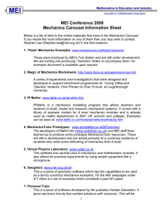 MEI Conference 2008 Mechanics Carousel Information Sheet
