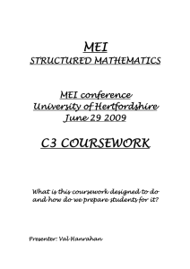 MEI C3 COURSEWORK STRUCTURED MATHEMATICS