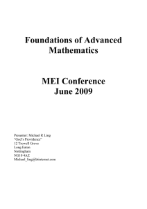 Foundations of Advanced Mathematics MEI Conference