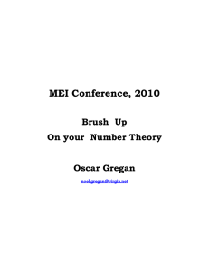 MEI Conference, 2010 Brush  Up On your  Number Theory