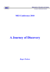 A Journey of Discovery MEI Conference 2010  Roger Porkess
