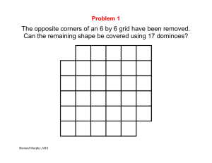 The opposite corners of an 6 by 6 grid have... Can the remaining shape be covered using 17 dominoes?