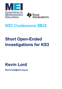 2012  Short Open-Ended Investigations for KS3