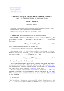 COHOMOLOGY WITH BOUNDS AND CARLEMAN ESTIMATES FOR THE ∂ PATRICK W. DARKO