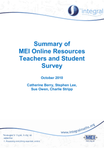 Summary of MEI Online Resources Teachers and Student