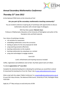 Annual Secondary Mathematics Conference Thursday 21 June 2012