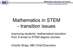 Mathematics in STEM - transition issues