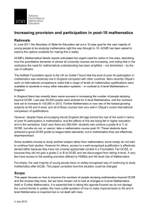 Increasing provision and participation in post-16 mathematics Rationale