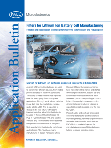 Filters for Lithium Ion Battery Cell Manufacturing