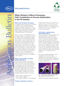 Water Reclaim in Silicon Processing – Pall’s Contribution to Process Optimization