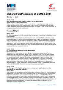 MEI and FMSP sessions at BCME8, 2014  Monday 14 April