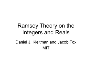 Ramsey Theory on the Integers and Reals MIT