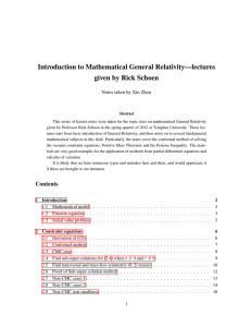 Introduction to Mathematical General Relativity—lectures given by Rick Schoen
