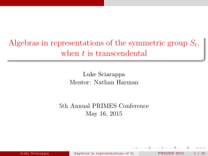 Algebras in representations of the symmetric group S , Luke Sciarappa