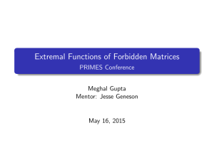 Extremal Functions of Forbidden Matrices Lemma Meghal Gupta Mentor: Jesse Geneson