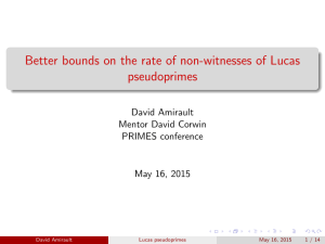 Better bounds on the rate of non-witnesses of Lucas pseudoprimes David Amirault