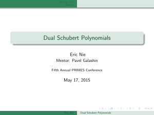 Dual Schubert Polynomials Eric Nie May 17, 2015 Mentor: Pavel Galashin