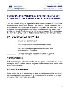 PERSONAL PREPAREDNESS TIPS FOR PEOPLE WITH COMMUNICATION &amp; SPEECH RELATED DISABILITIES
