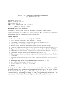 MATH 171—Analytic Geometry and Calculus
