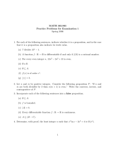 MATH 302.903 Practice Problems for Examination 1 Spring 2006