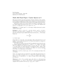 Math 482 Final Paper: Cantor Spaces in R