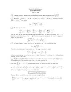 Math 172.200 (Honors) Exam 3 Solutions April 27, 2010 (−1)