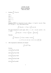MATH 172.200 Exam 2 Solutions March 20, 2012 Z