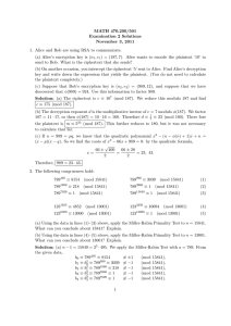 MATH 470.200/501 Examination 2 Solutions November 3, 2011