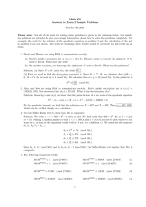 Math 470 Answers to Exam 2 Sample Problems October 30, 2011