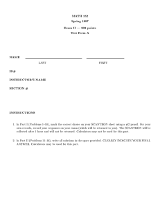 MATH 152 Spring 1997 Exam II | 202 points Test Form A
