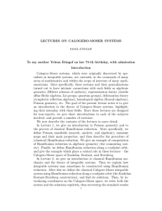 LECTURES ON CALOGERO-MOSER SYSTEMS Introduction
