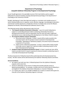 Department of Psychology Jacquelin Goldman Fellowship Program in Developmental Psychology