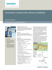 Generator to grid with utmost reliability Electrical Solutions Instrumentation, Controls &amp; Electrical