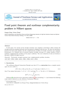 Fixed point theorem and nonlinear complementarity problem in Hilbert spaces