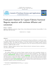 Fixed-point theorem for Caputo–Fabrizio fractional Nagumo equation with nonlinear diffusion and convection