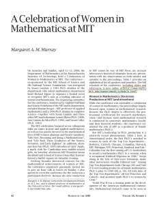 A Celebration of Women in Mathematics at MIT Margaret A. M. Murray