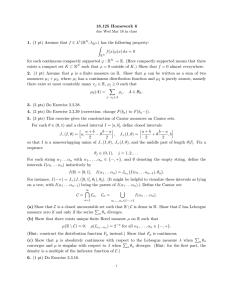 18.125 Homework 6 1. (1 pt) Assume that f ∈ L (R