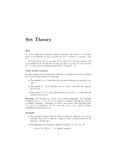 Set Theory Sets