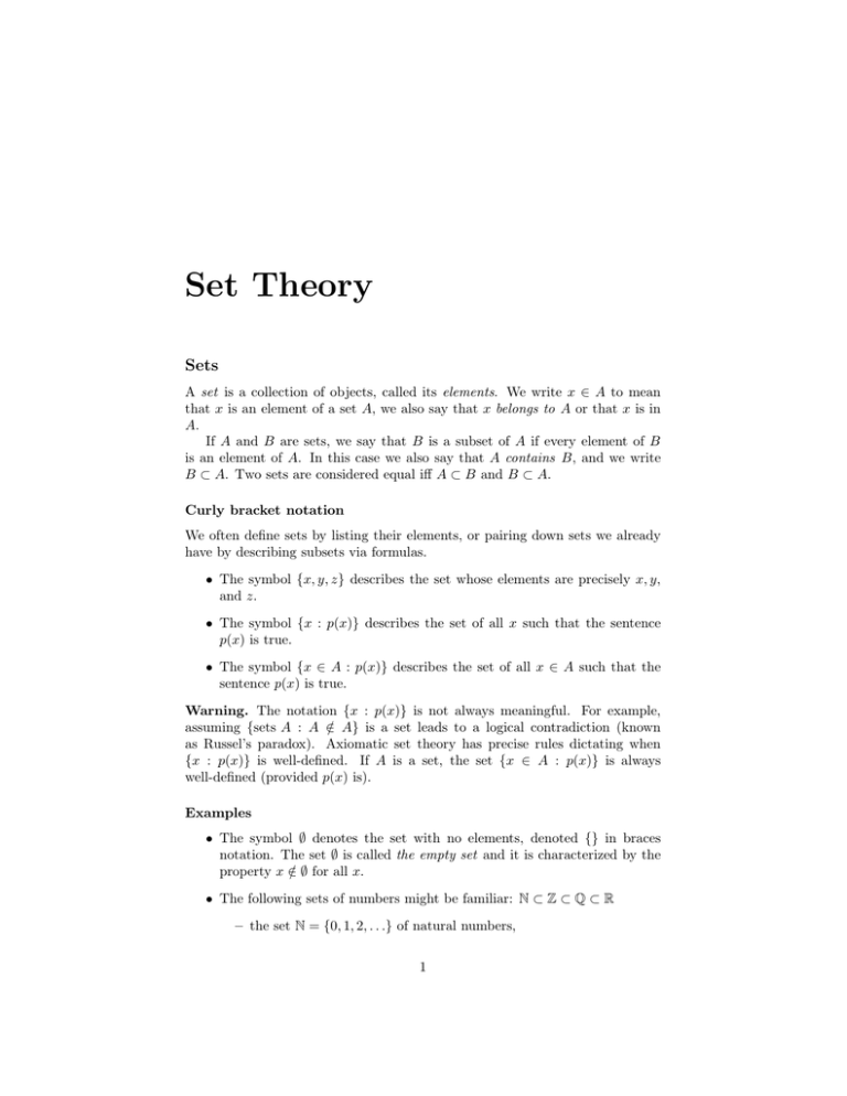 case study of set theory